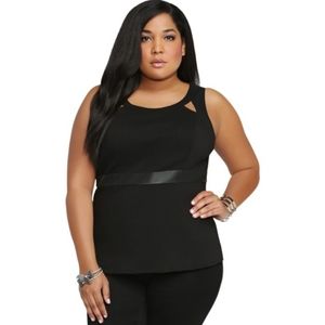 Torrid Faux Leather Trim Peplum Top Size 12 Stretchy Tank